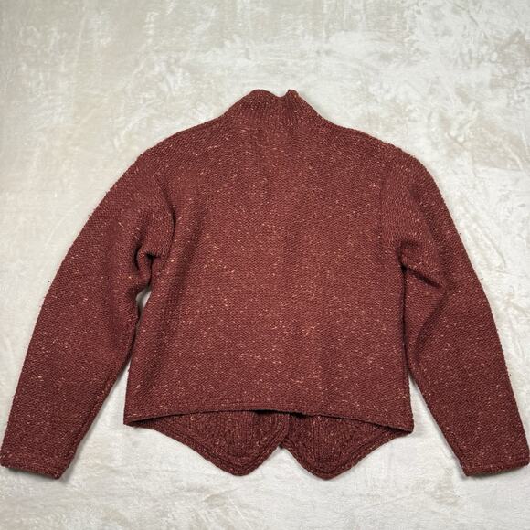 J McLaughlin Cable Knit Cardigan Sweater Chunky Size M Cashmere Silk Rust Red - Picture 4 of 6